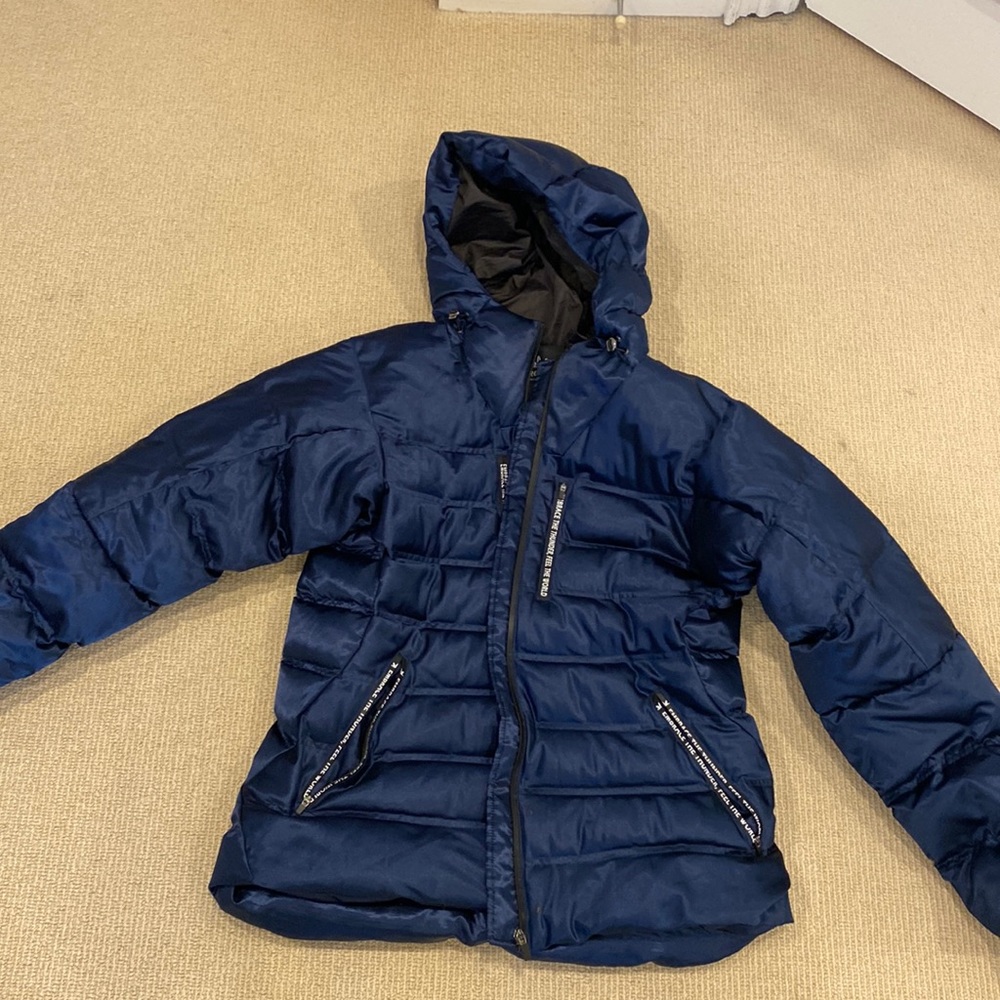 Blue orolay down jacket